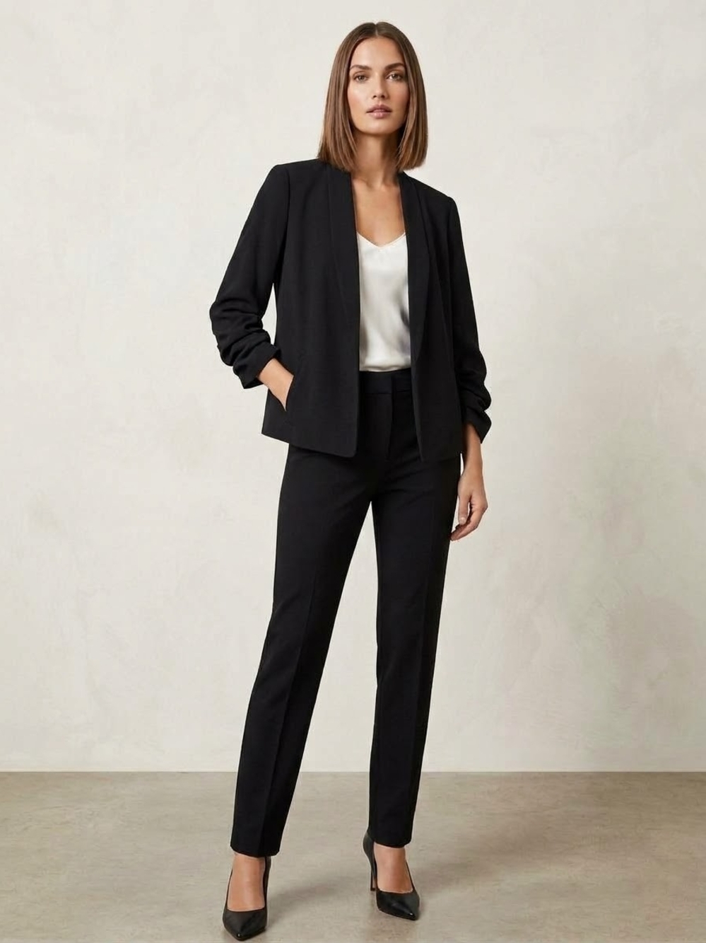 Ann Taylor Black Open-Front Blazer